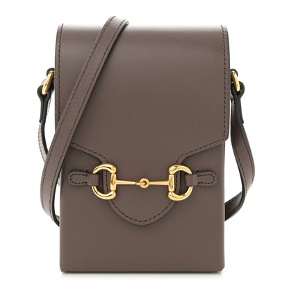 Gucci Boarded Plutone Calfskin Mini Horsebit 1955 Crossbody Bag New Acero 1 of 12