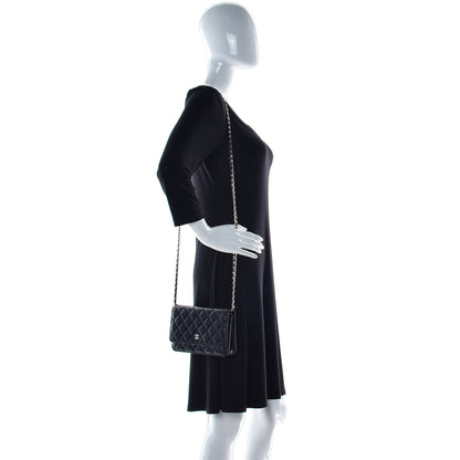 Chanel Lambskin Quilted Wallet On Chain WOC Black 2 of 10