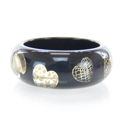 Christian Dior Resin Hearts Bangle Black 1 of 4