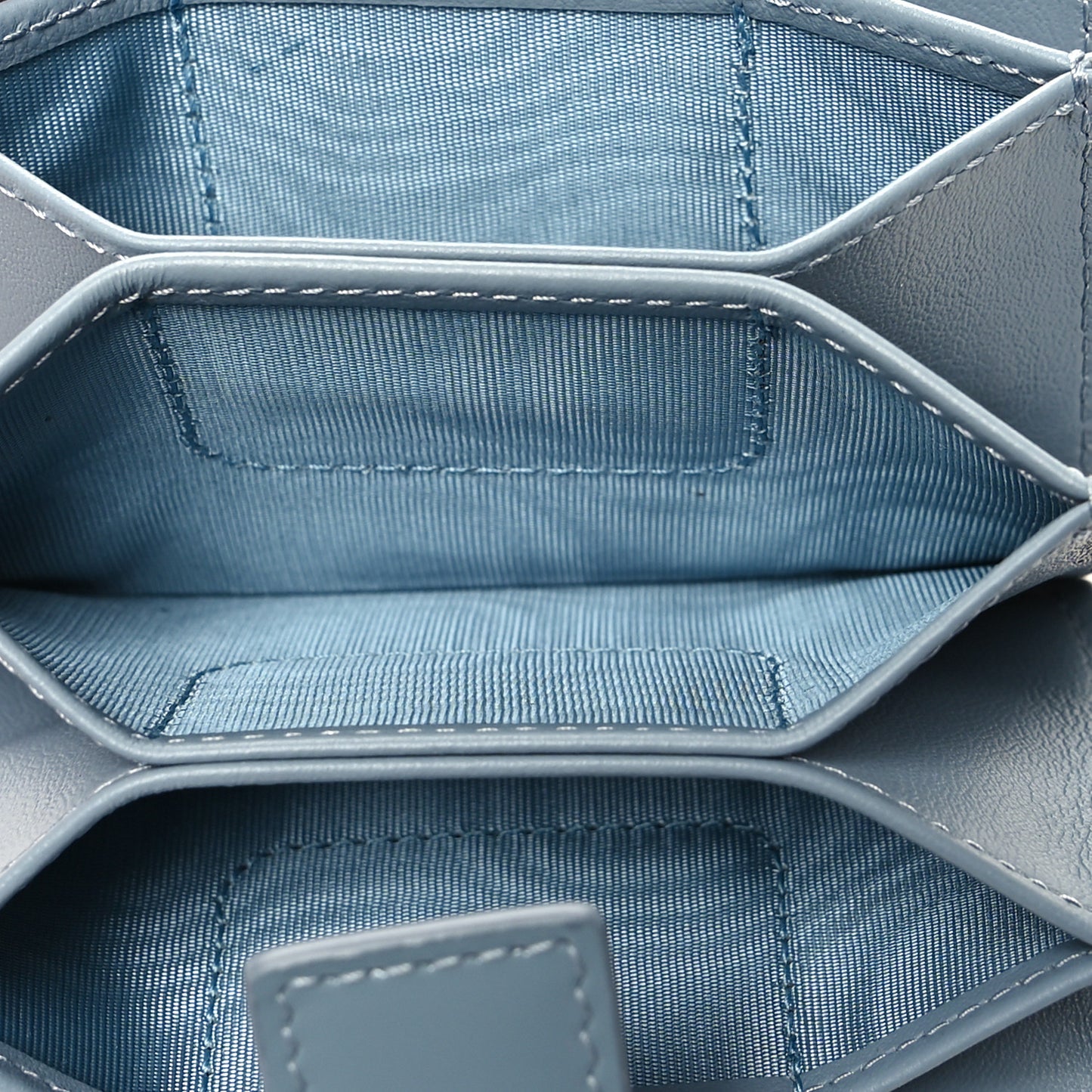 Patent Cannage Lady Dior 5 Gusset Card Holder Cloud Blue