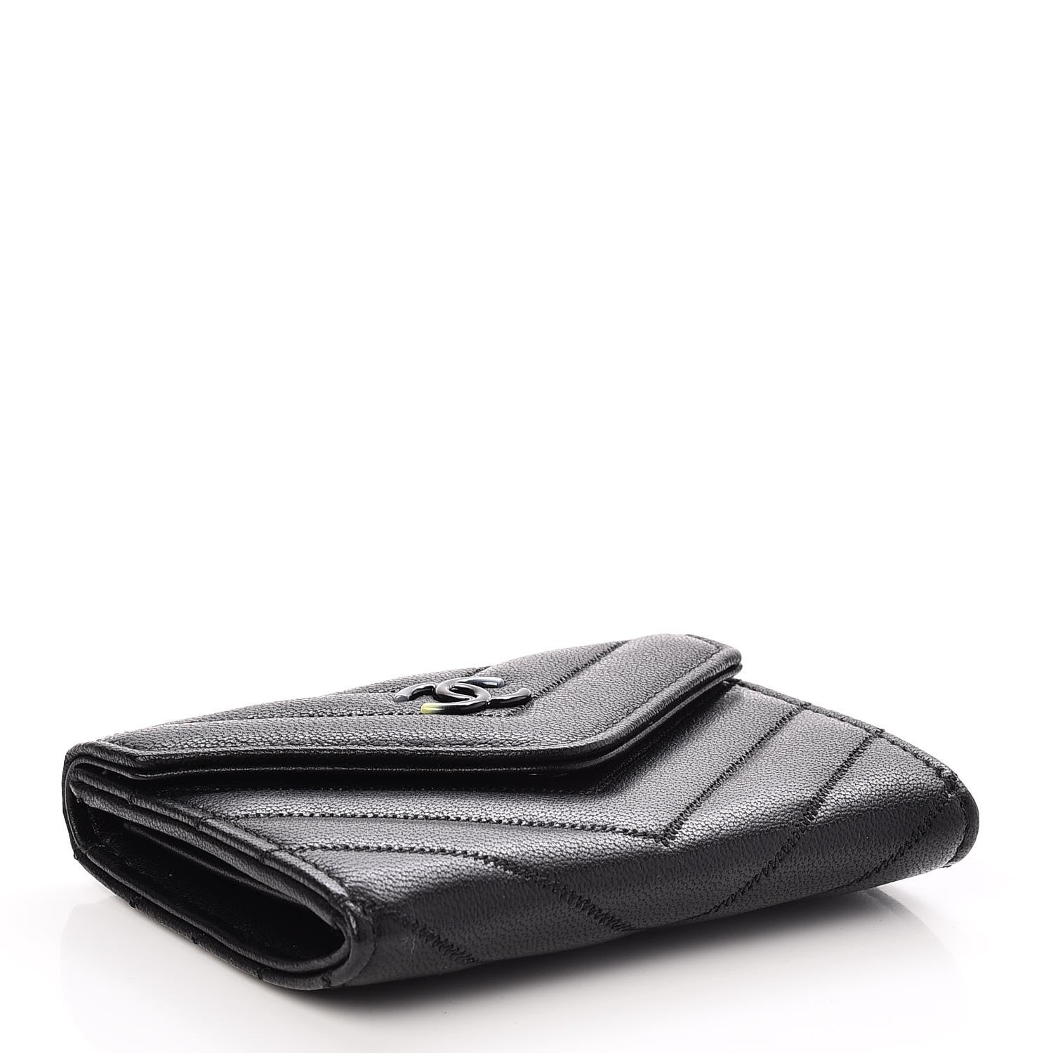 Chanel Lambskin Chevron Quilted Multicolor Card Holder Black 4 of 8