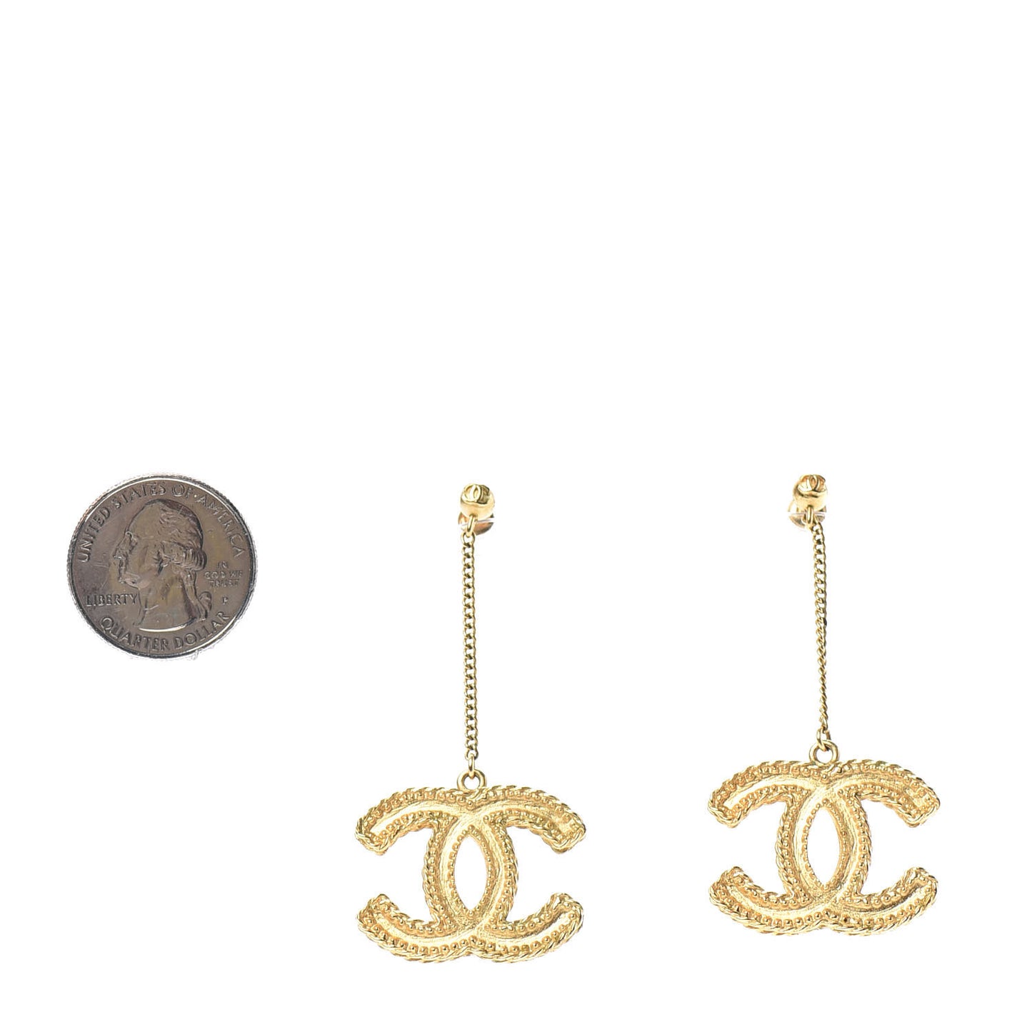 CC Drop Earrings Matte Gold