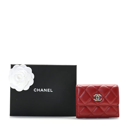 Chanel Lambskin Quilted Enamel Flap Card Holder Wallet Red 10 of 10
