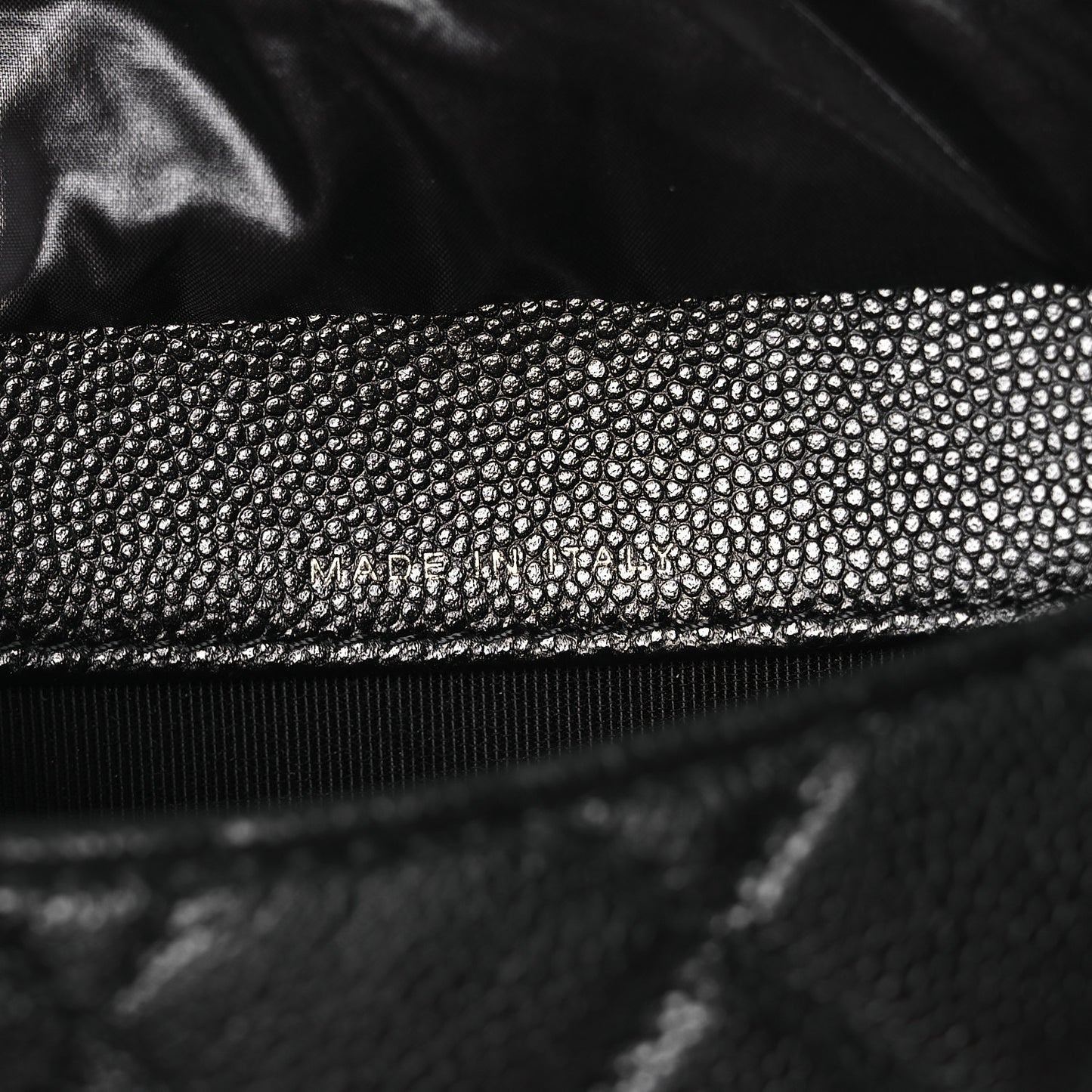 Caviar Fabric Graffiti Foldable Tote Bag With Chain Black Multicolor