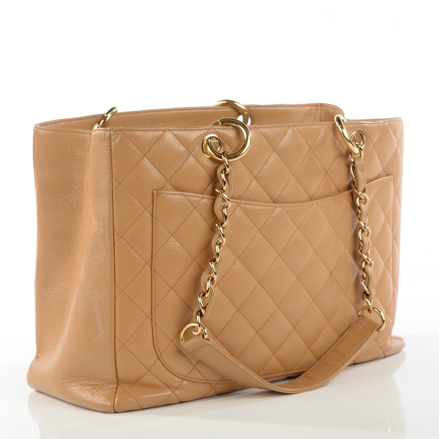 Caviar Quilted Grand Shopping Tote GST Beige