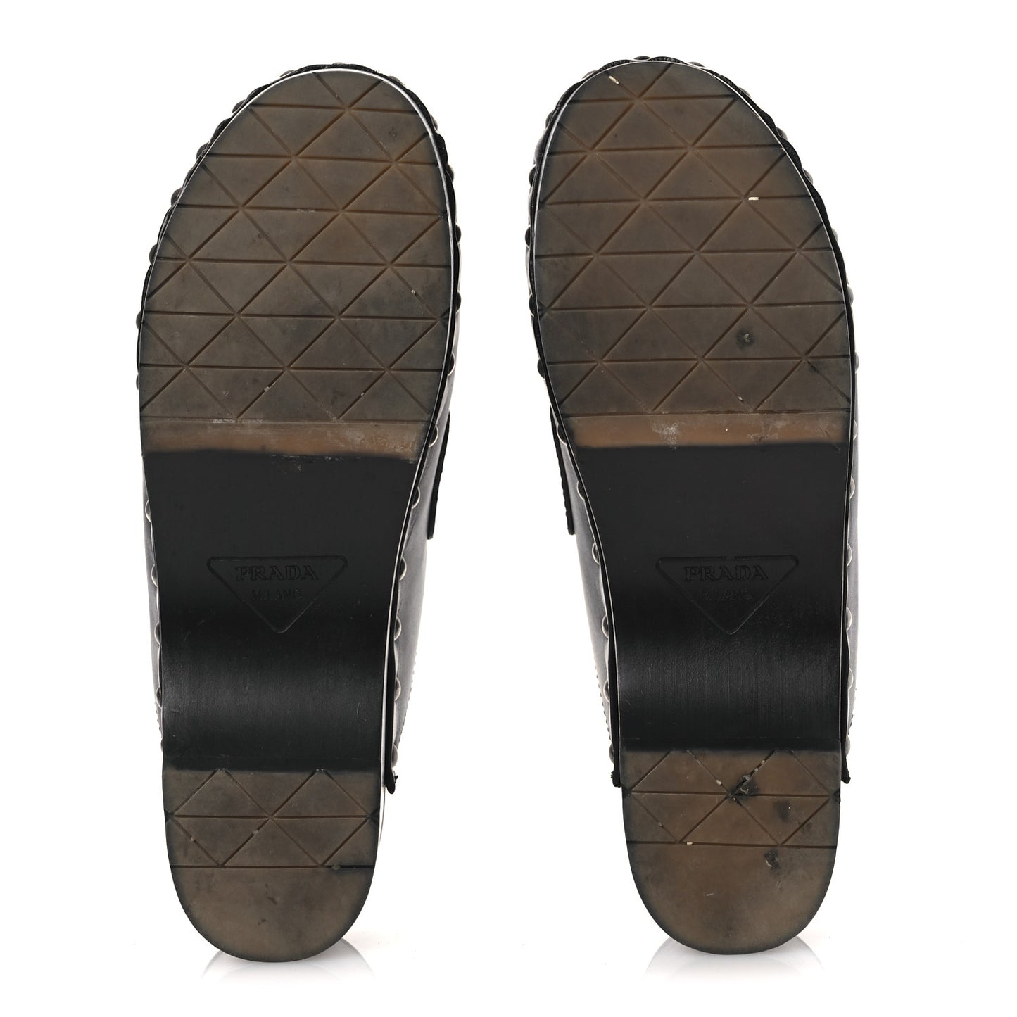 Natural Calfskin Metal Triangle Logo 45mm Clogs 38 Black