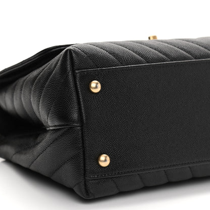 Chanel Caviar Chevron Quilted Small Coco Handle Flap Black 9 of 10