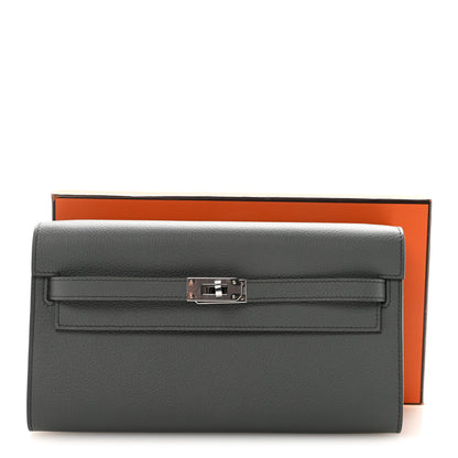 Hermes Evercolor Kelly Wallet To Go Vert Amande 10 of 10