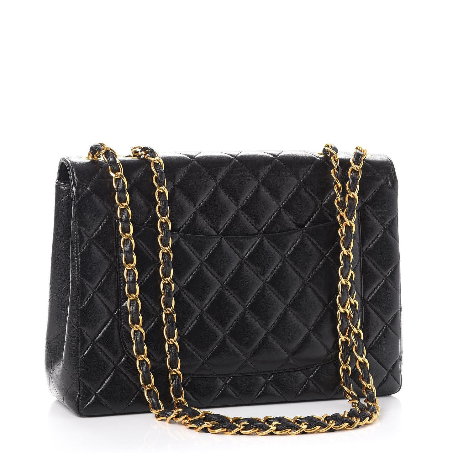 Lambskin Quilted Jumbo Single Flap Black