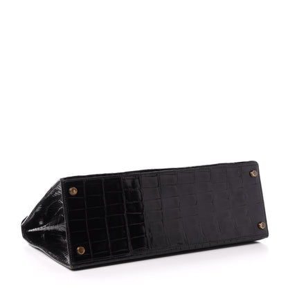 Hermes Shiny Crocodile Kelly Sellier 32 Black 5 of 33
