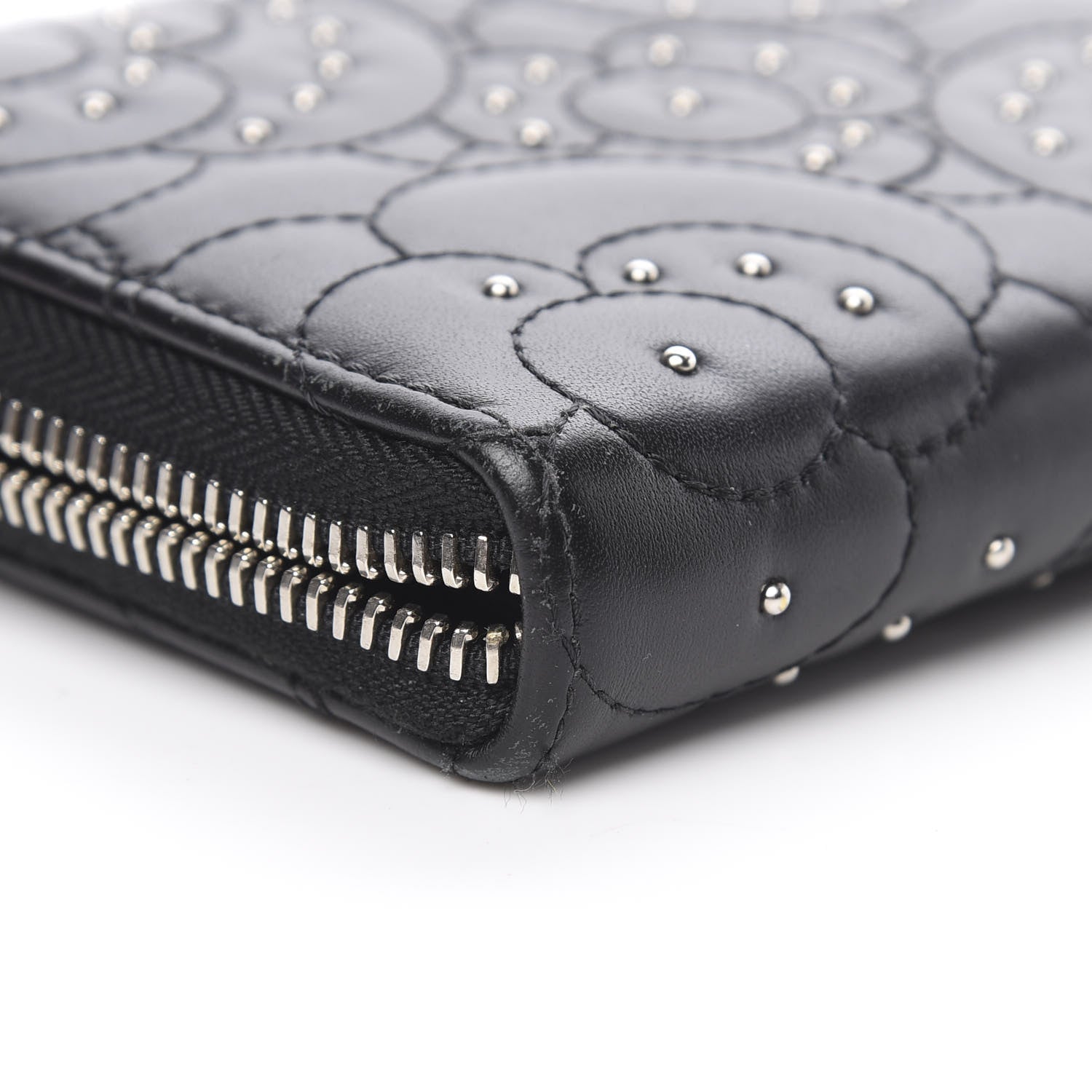 Chanel Lambskin Camellia Studded Large Gusset Zip Around Wallet Black 12 of 12
