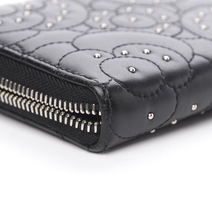 Chanel Lambskin Camellia Studded Large Gusset Zip Around Wallet Black 12 of 12