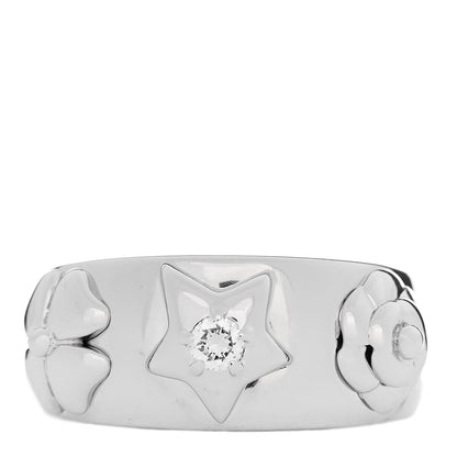 Chanel 18K White Gold Diamond 3 Symbols Ring 56 7.5 1 of 4