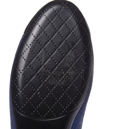 Chanel Suede Cap Toe CC Ballerina Flats 35.5 Blue Black 8 of 10
