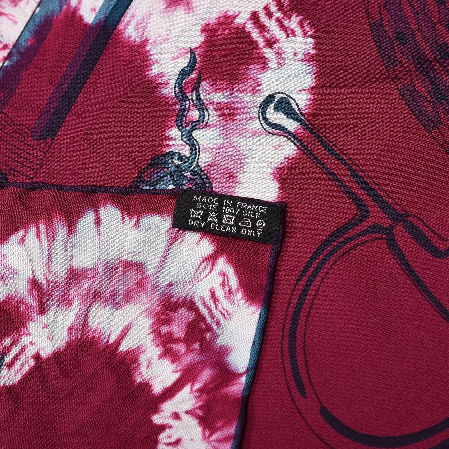 Silk Caducee Rock Tie and Dye Scarf 100 Magenta Cobalt