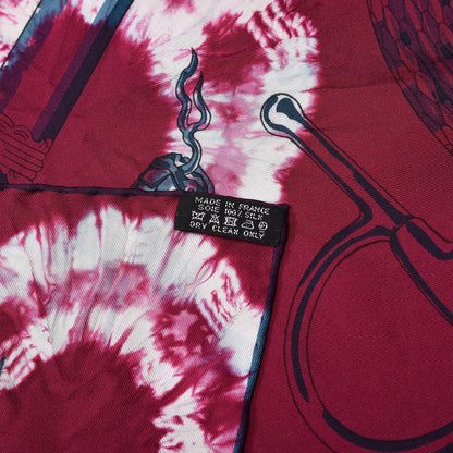 Hermes Silk Caducee Rock Tie and Dye Scarf 100 Magenta Cobalt 7 of 8