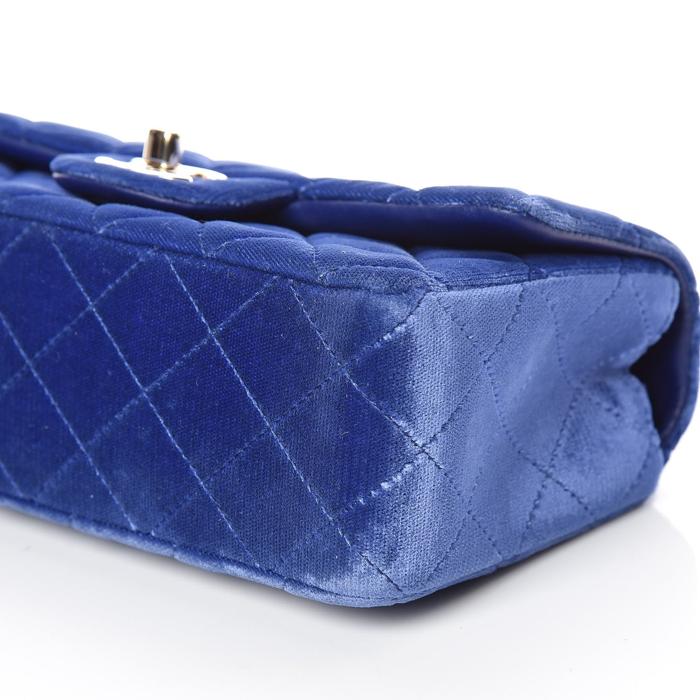 Velvet Quilted Mini Rectangular Flap Blue
