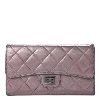 Chanel Metallic Aged Calfskin Quilted 2.55 Reissue Wallet Dark Pink 1 of 16
