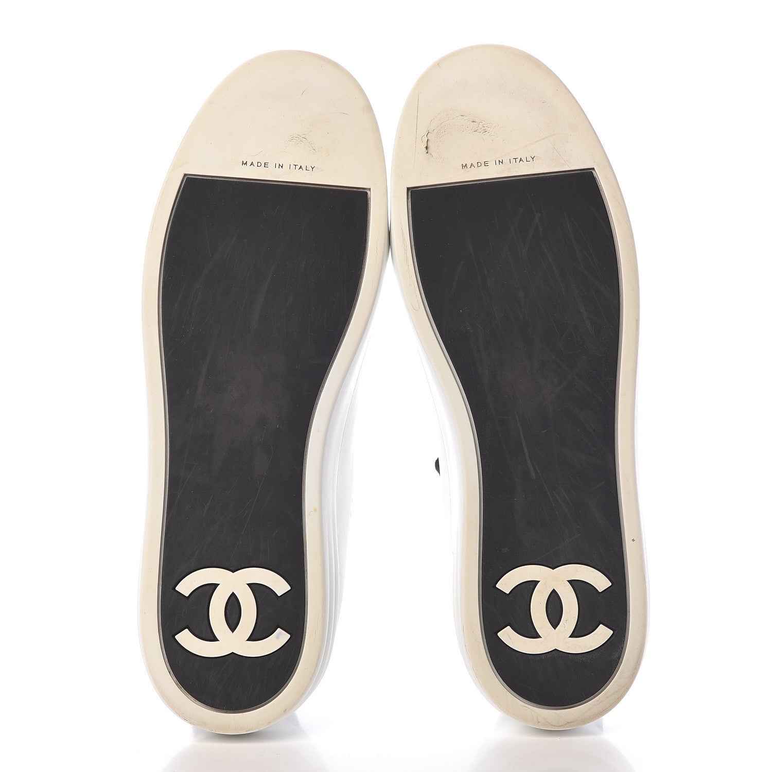 Chanel Calfskin Womens CC Sneakers 39.5 Black White 7 of 12