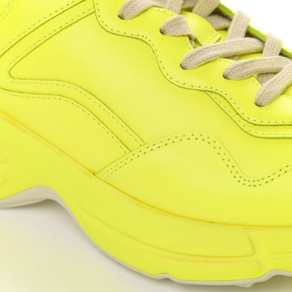 Gucci Calfskin Womens Rhyton Sneakers 38.5 Fluo Yellow 12 of 14