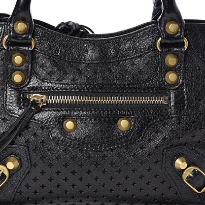 Balenciaga Agneau Stadio Laser Cut Cross Classic Gold Hardware Mini City Black 10 of 10
