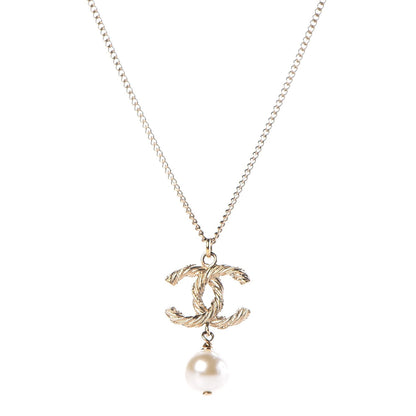 Chanel Pearl Twisted CC Drop Necklace Gold 1 of 4