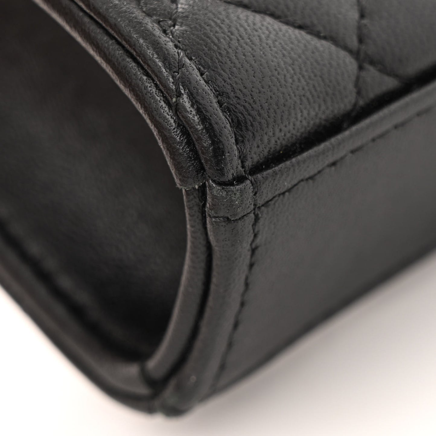 Lambskin Enamel Quilted Mini Top Handle Flap Black