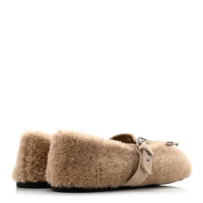 Miu Miu Shearling Mary Jane Ballerina Flats 40 Deserto 5 of 8