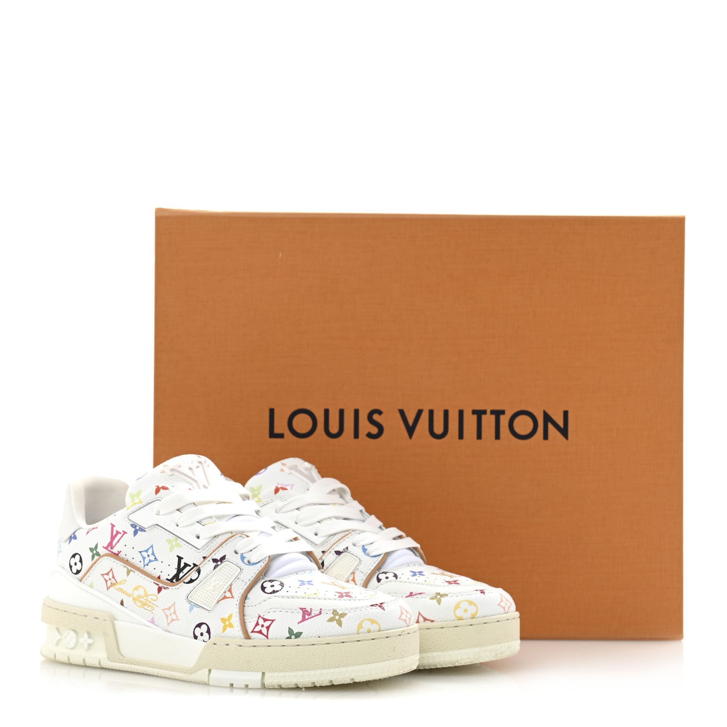 Louis Vuitton LV X TM Calfskin Monogram Multicolor Womens LV Trainer Sneakers 36 White 10 of 10