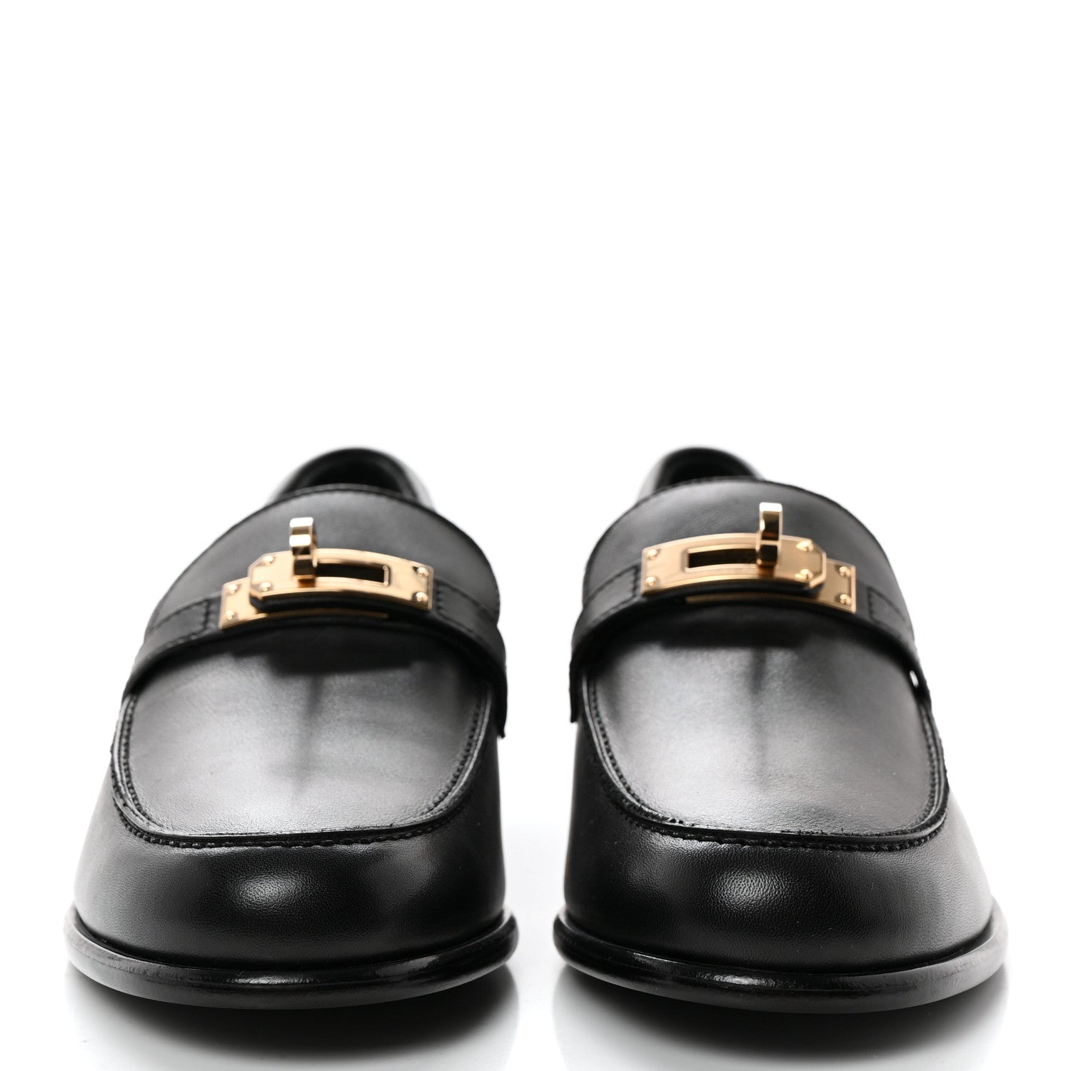 Hermes Calfskin Womens Destin Loafers 37 Black 2 of 12
