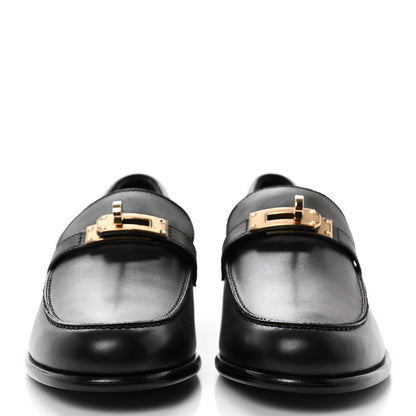 Hermes Calfskin Womens Destin Loafers 37 Black 2 of 12