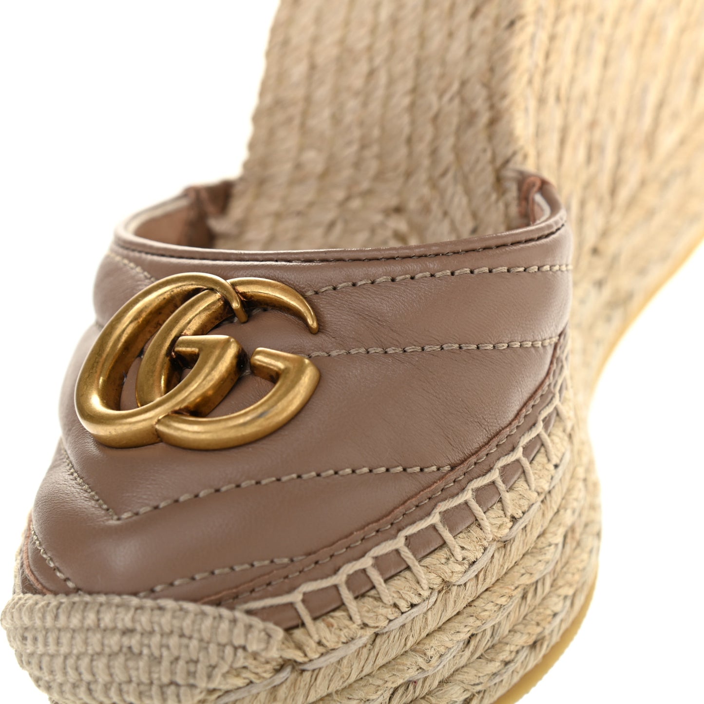 Nappa Matelasse GG Marmont Ankle Wrap Platform 35/120mm Espadrille Wedges 36.5 Porcelain Rose