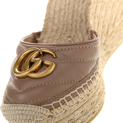 Gucci Nappa Matelasse GG Marmont Ankle Wrap Platform 35/120mm Espadrille Wedges 36.5 Porcelain Rose 9 of 10