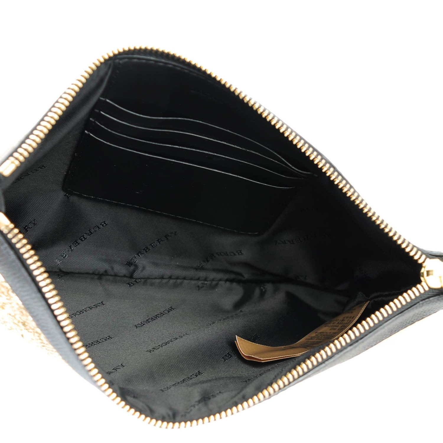 Burberry House Check Sequin Peyton Crossbody Clutch Bag Gold Black 5 of 8
