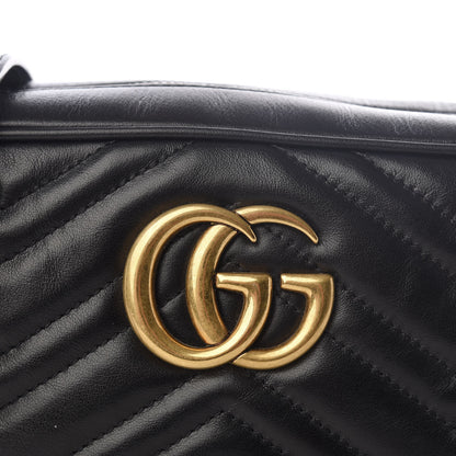 Gucci Calfskin Matelasse Small GG Marmont Chain Shoulder Bag Black 7 of 9