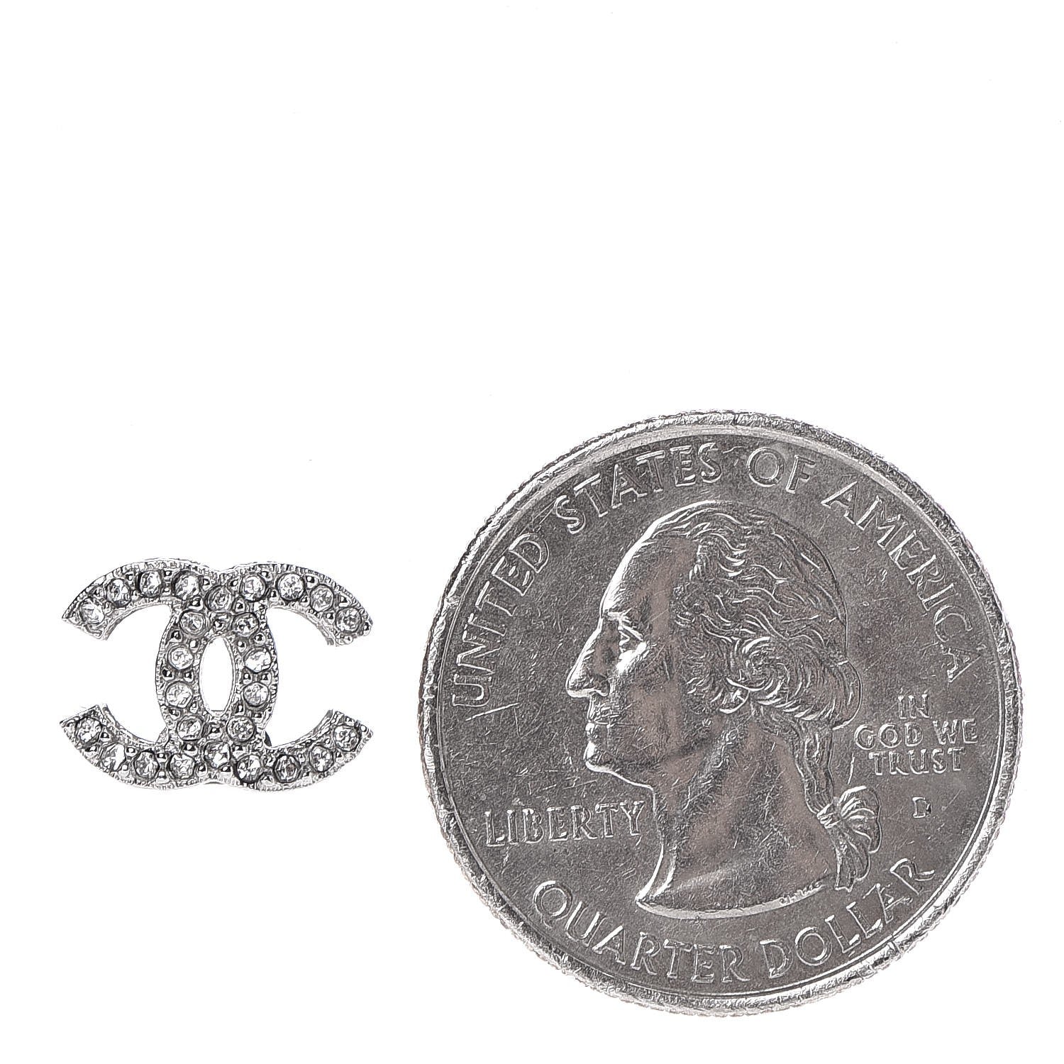Chanel Crystal CC Earrings Silver 2 of 6
