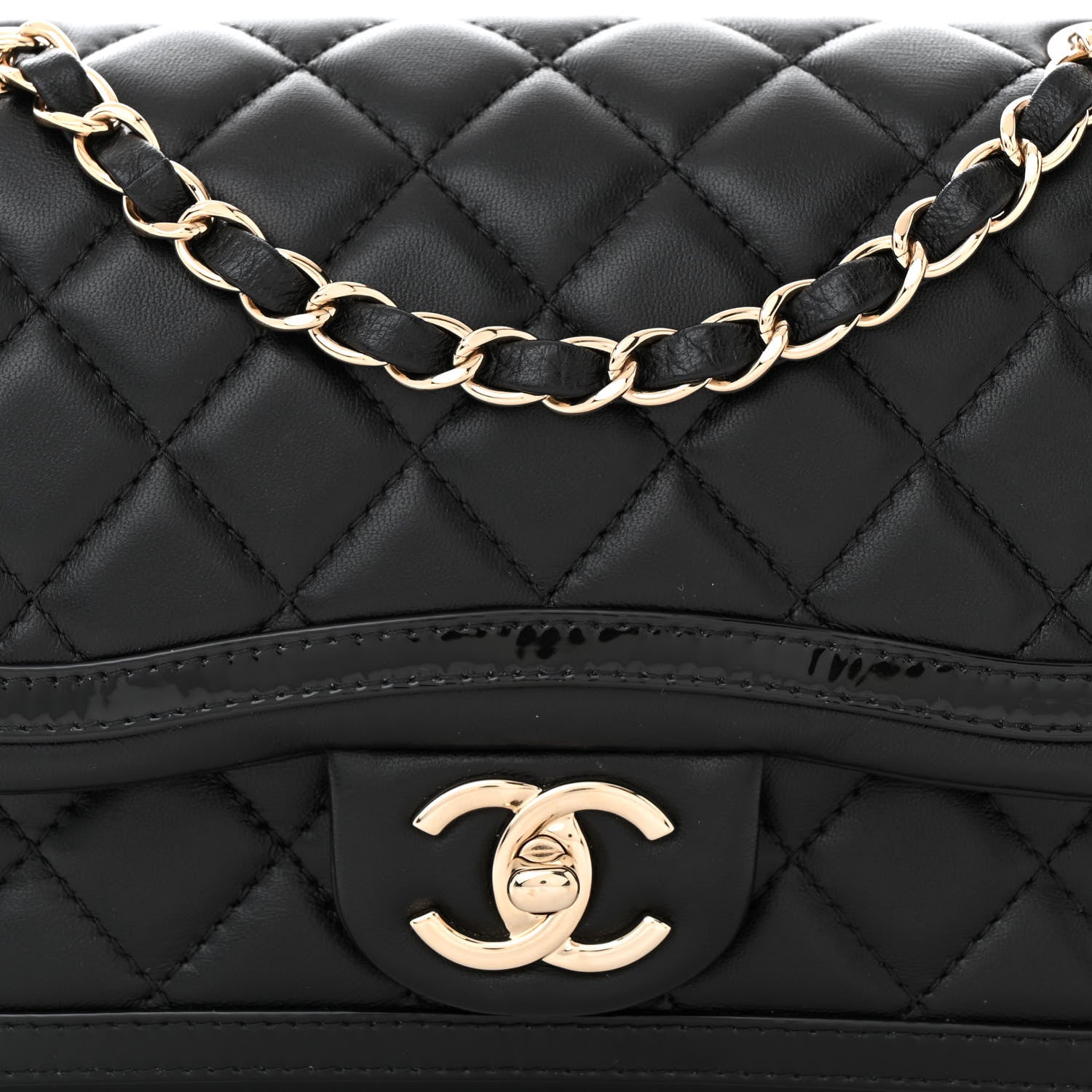 Chanel Lambskin Quilted Patent Calfskin Flap Black 8 of 11