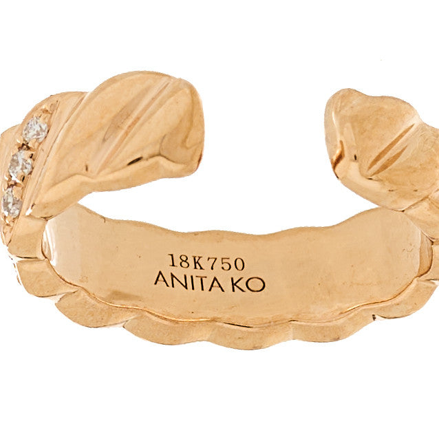 Anita Ko 18K Rose Gold Diamond Thin Braid Ear Cuff 3 of 3
