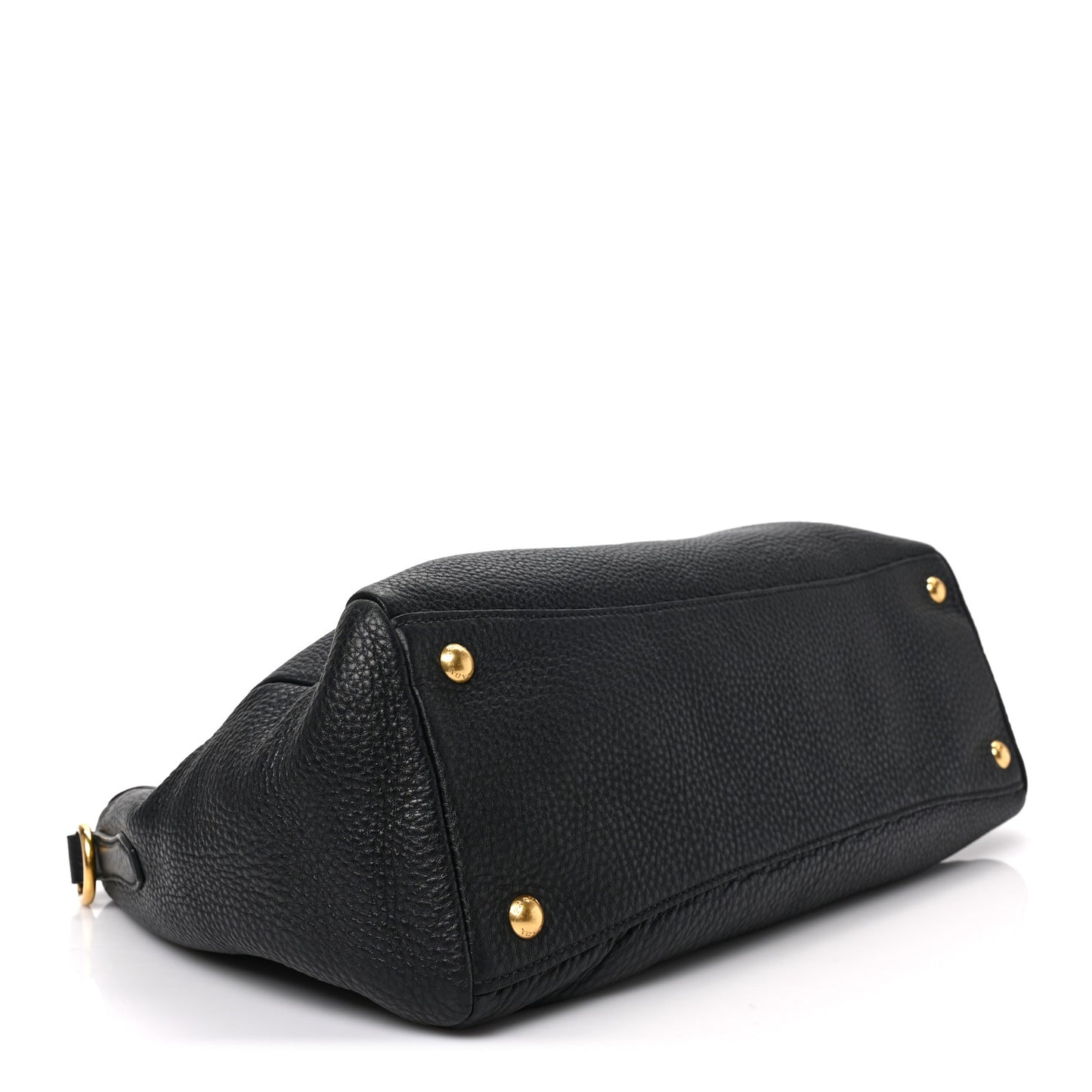 Vitello Daino Top Handle Zip Tote Black