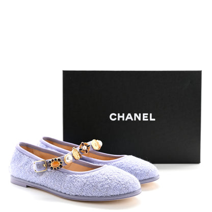Chanel Wool Tweed Patent Mary Jane Flats 39 Lilac 12 of 12