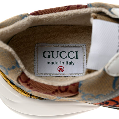 Gucci Monogram Multicolor Demetra Womens Rhyton Sneakers 36 Yellow Blue Great White Tabasco 6 of 8