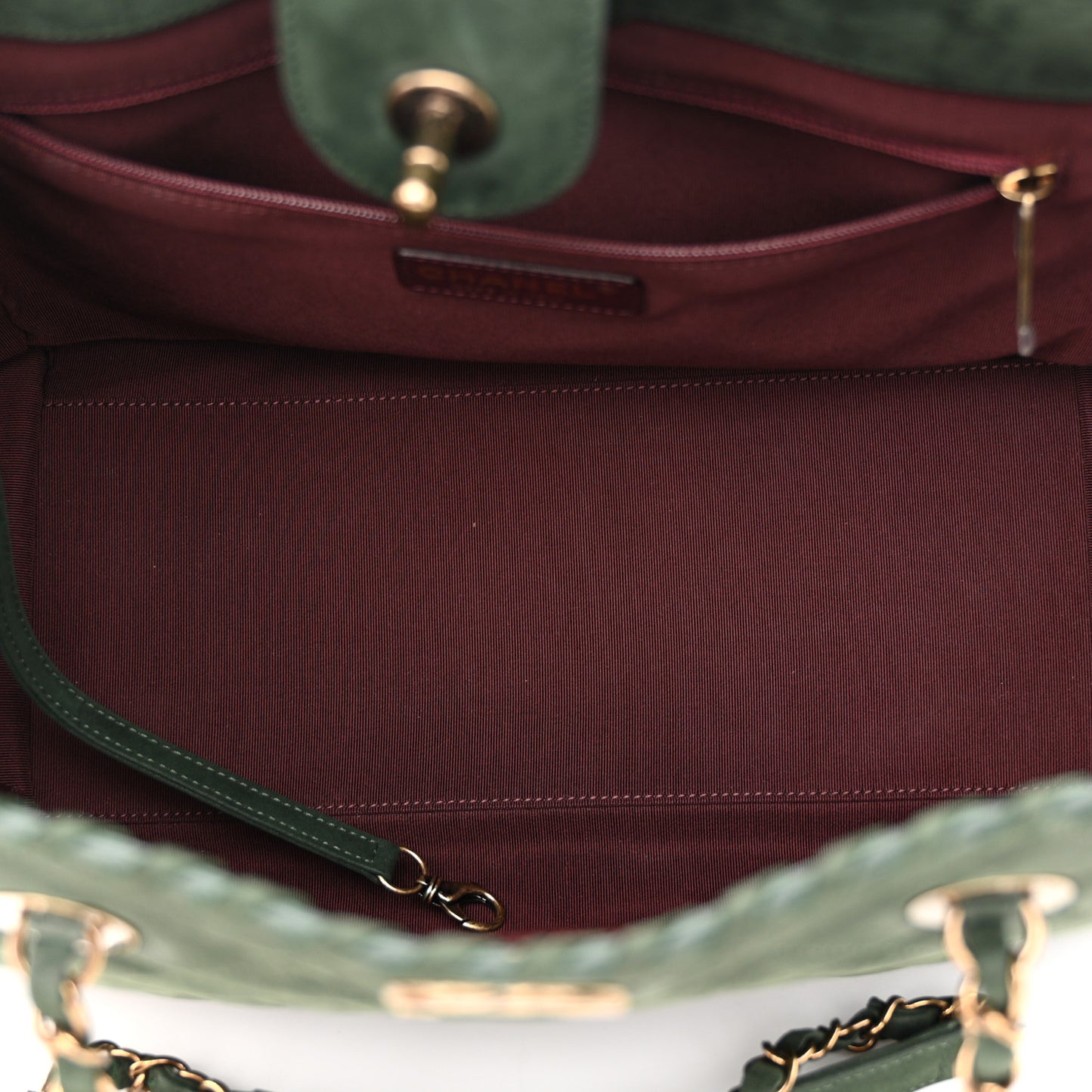Calfskin Quilted Whipstich Shopping Tote Green