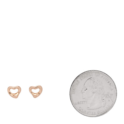 Tiffany 18K Rose Gold 7mm Elsa Peretti Open Heart Earrings 2 of 6