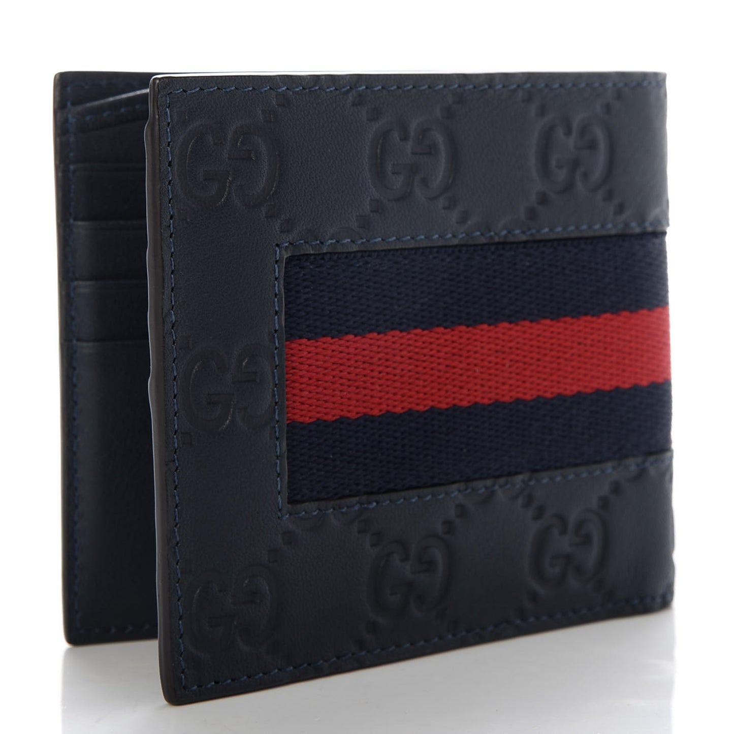 Guccissima Signature Web New Web Bi-Fold Wallet Blue