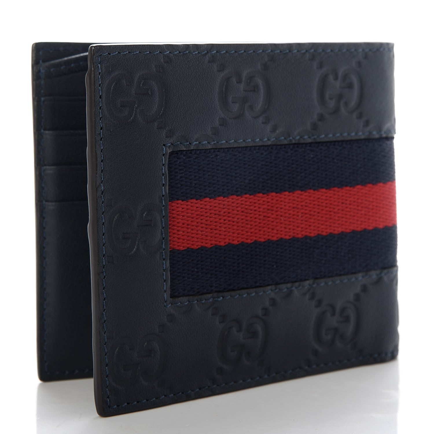 Gucci Guccissima Signature Web New Web Bi-Fold Wallet Blue 3 of 7
