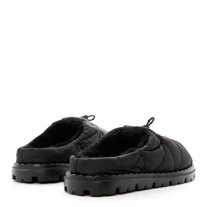 Prada Re-Nylon Piuma Triangle Logo Padded Drawcord Rush 20mm Slippers 39.5 Black 4 of 8