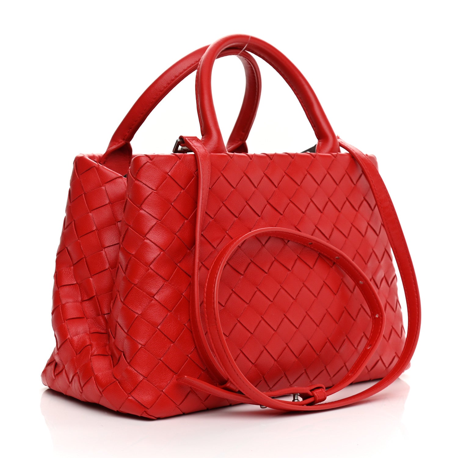 Bottega Veneta Nappa Intrecciato New Roma Tote Red 3 of 10