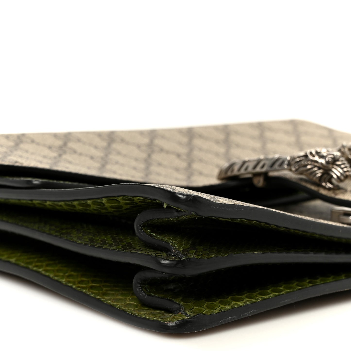 GG Supreme Monogram Snakeskin Medium Dionysus Shoulder Bag Green