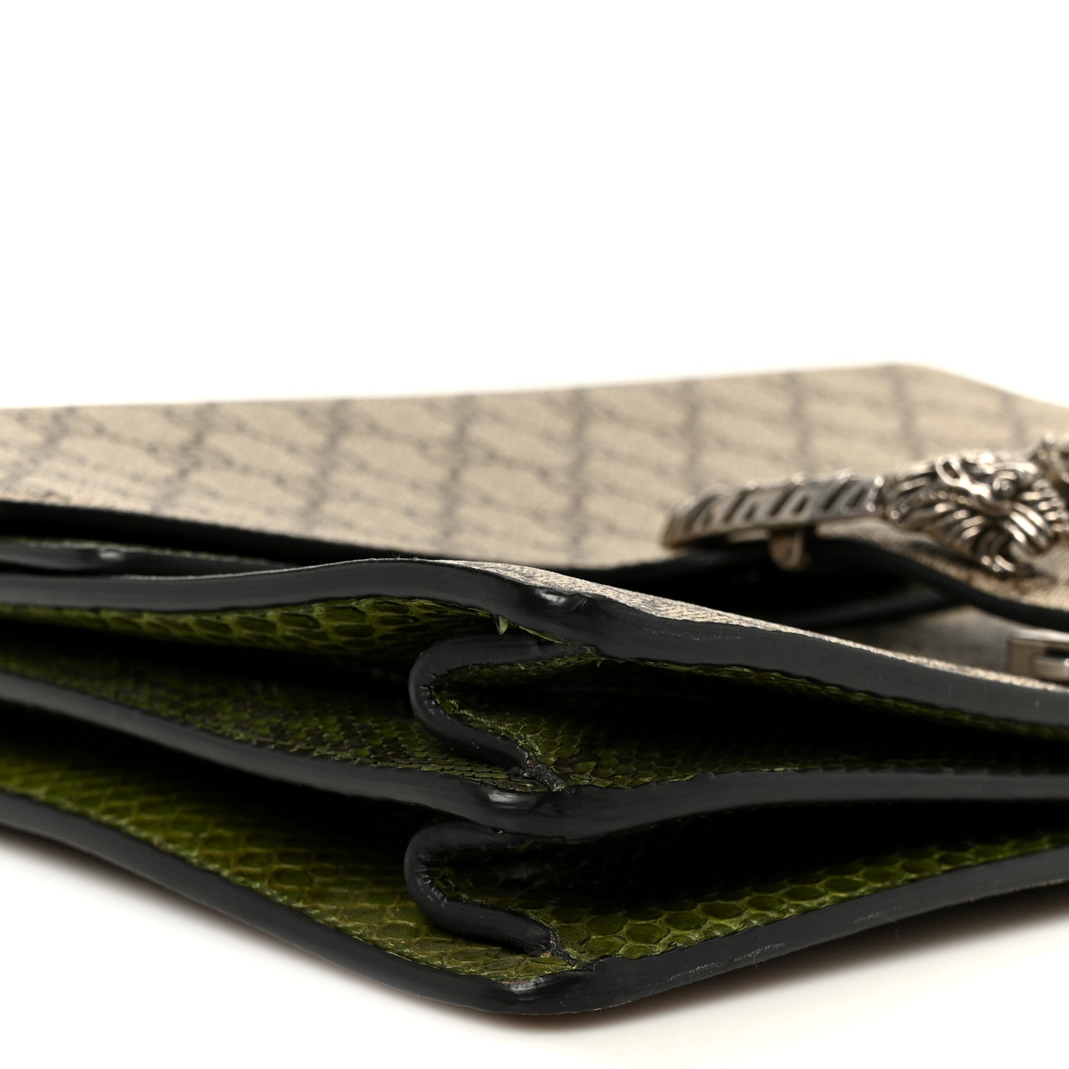 Gucci GG Supreme Monogram Snakeskin Medium Dionysus Shoulder Bag Green 9 of 10