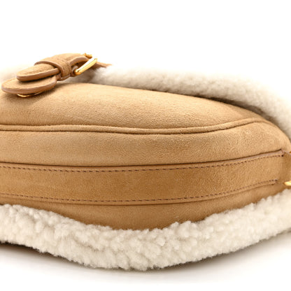 Christian Dior Suede Shearling Medium Bobby Flap Natural 9 of 11